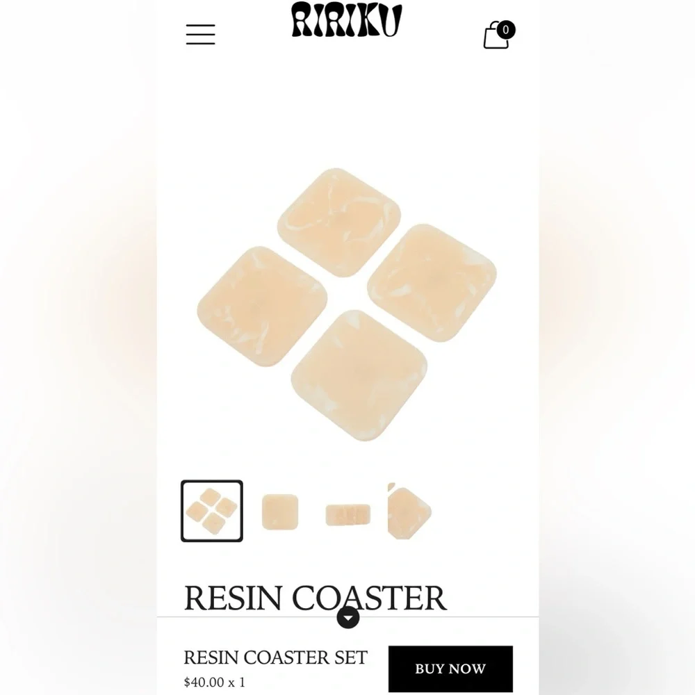 RIRIKU Set of Four Resin Coasters, Brand New in Box